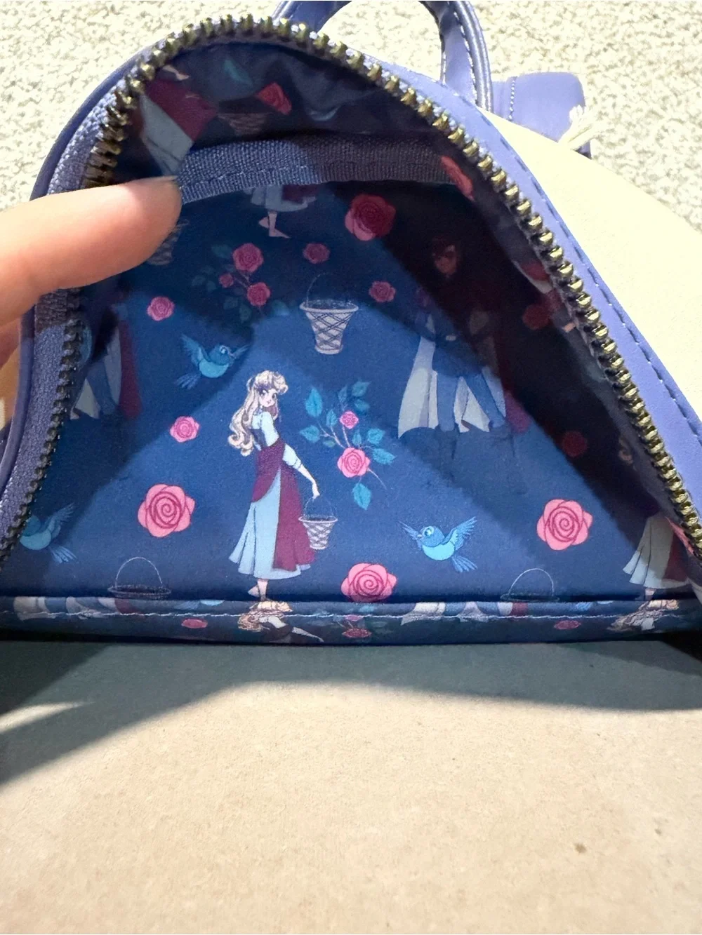 Loungefly Cream Mini Backpack with Pink & Blue Floral Accents